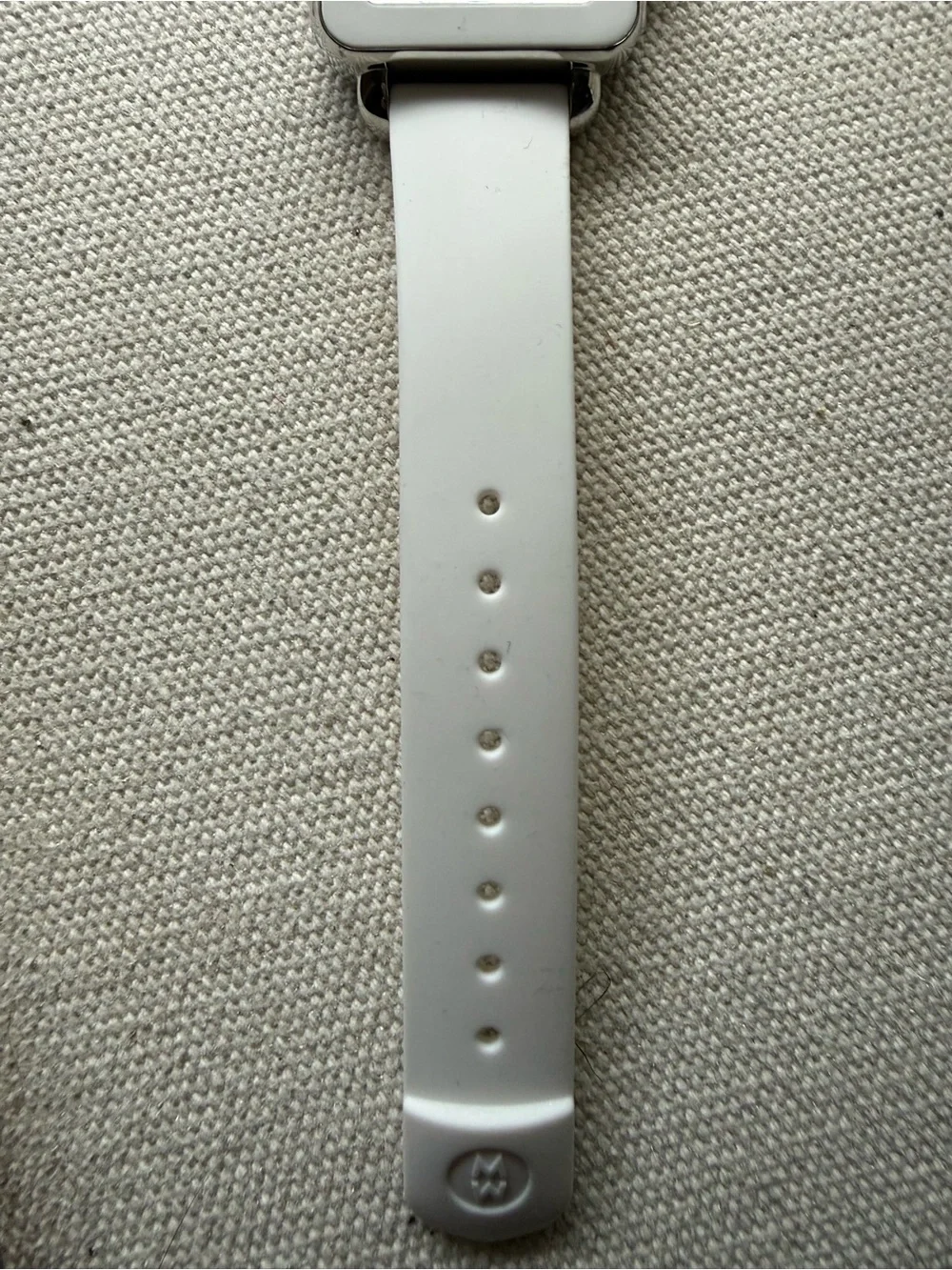 MICHELE White Square Dial Silicone Strap Women's Watch